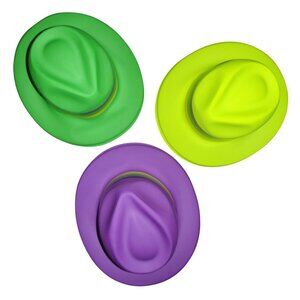 Party Hats (lot of 30)Size 6.75 Small-fedora plastic costume purple yellow green